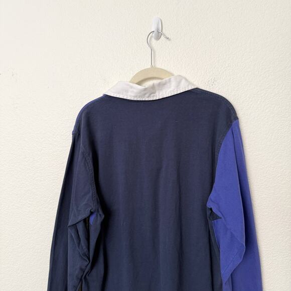 [Urban Outfitters] Navy Blue Colorblock Long Sleeve Rugby Polo Shirt Sz Medium M - Picture 4 of 11